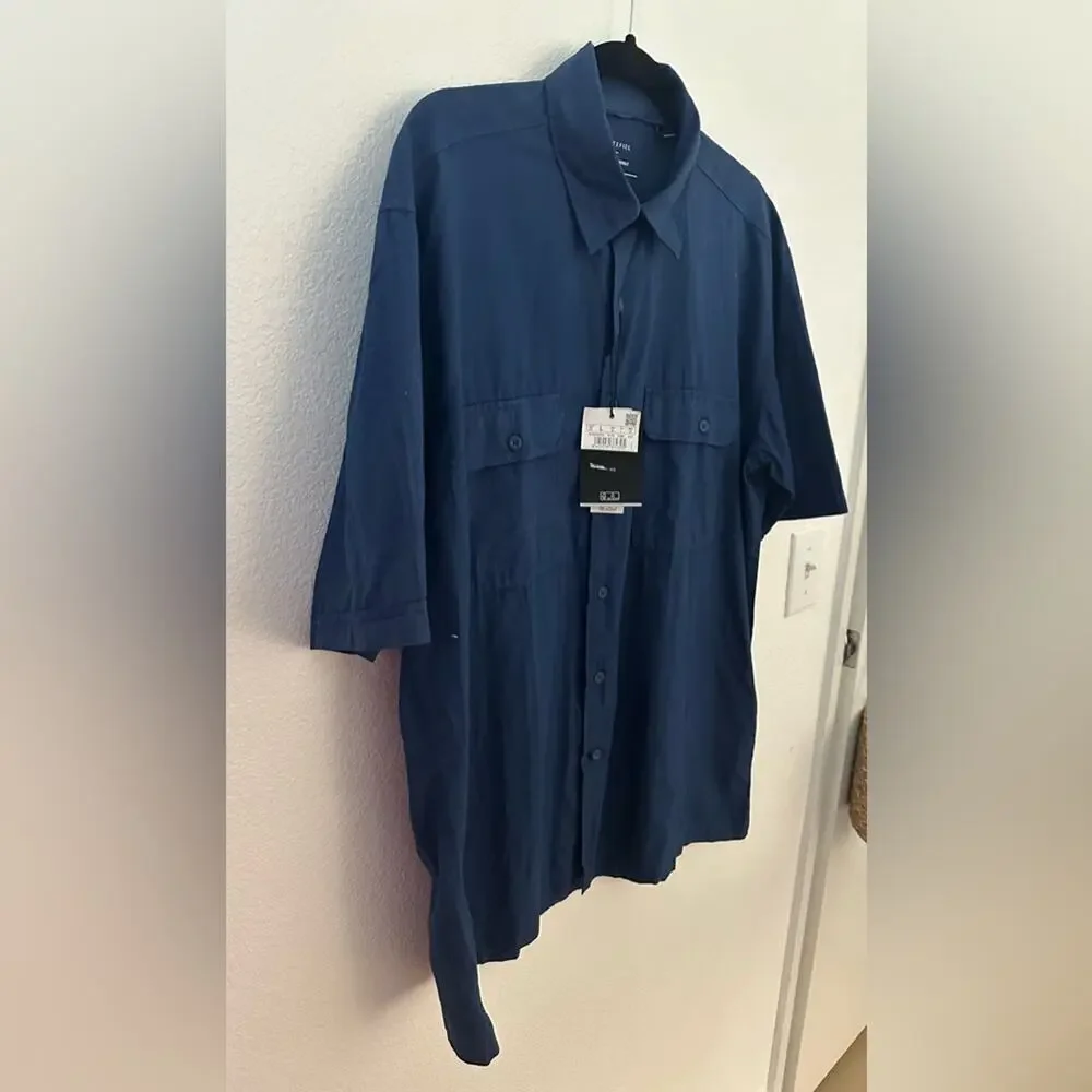 NWT Cortefiel Men's Blue Short Sleeve Shirt